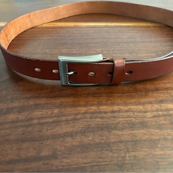 Bullko Brown Leather Belt Silver Buckle Size - Picture 4 of 8
